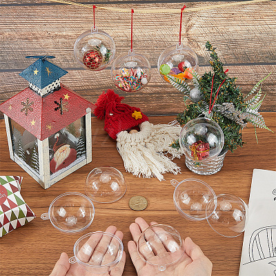 10Pcs Transparency Acrylic Christmas Balls Pendants DIY-CP0013-38A-1