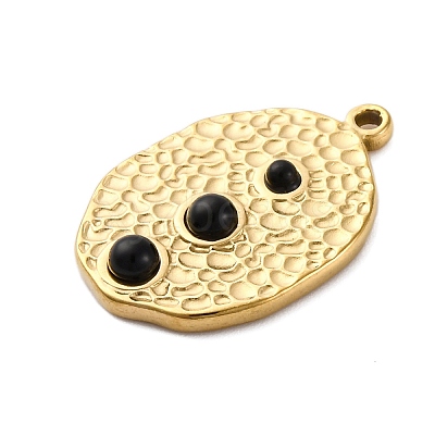 304 Stainless Steel Natural Obsidian Pendants STAS-H235-09G-01-1