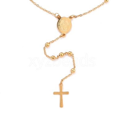304 Stainless Steel Rosary Bead Necklaces For Religion X-STAS-B021-02G-1