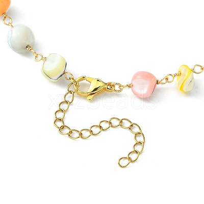 Natural Shell Nugget Beaded Chain Necklaces NJEW-JN04358-1