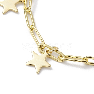Golden 304 Stainless Steel Charm Bracelets with Brass Paperclip Chains BJEW-JB10031-01-1