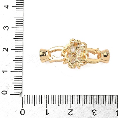 Flower Brass Micro Pave Cubic Zirconia Fold Over Clasps KK-S531-30G-C-1