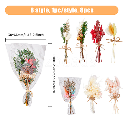 8Pcs 8 Style Mini Dried Flower Bouquet AJEW-HY0001-33-1