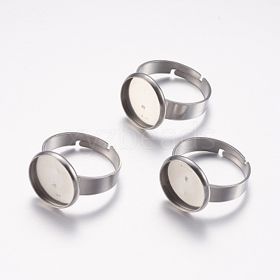 Tarnish Resistant Adjustable 304 Stainless Steel Finger Rings Components STAS-F149-18P-B-1