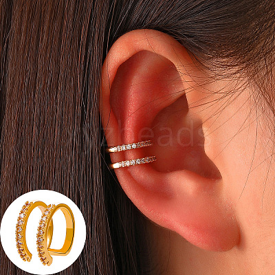 Brass Rhinestone Cuff Earrings WGCA6F2-06-1