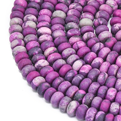 Dyed Natural Map Stone Beads Strands G-P575-A21-6x4mm-03-1