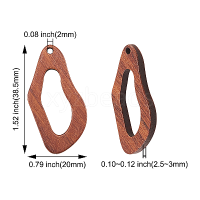 20Pcs Walnut Wood Hollow out Pendants WOOD-CJ0001-22-1