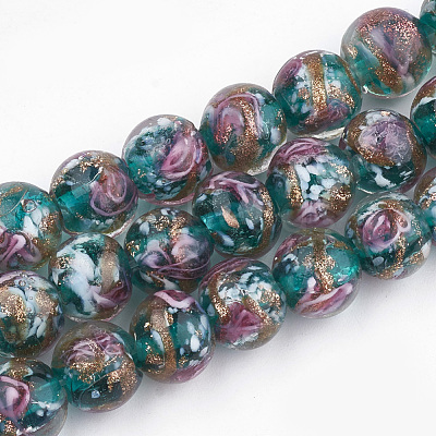 Handmade Gold Sand Lampwork Beads LAMP-T006-09D-1