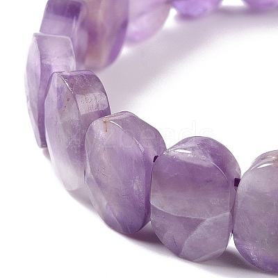 Natural Amethyst Oval Beaded Stretch Bracelet G-E010-01W-1