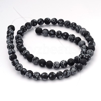 Natural Snowflake Obsidian Gemstone Beads G-J338-03-6mm-1