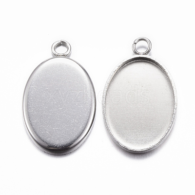 Tarnish Resistant 304 Stainless Steel Pendant Cabochon Settings X-STAS-H383-12P-1