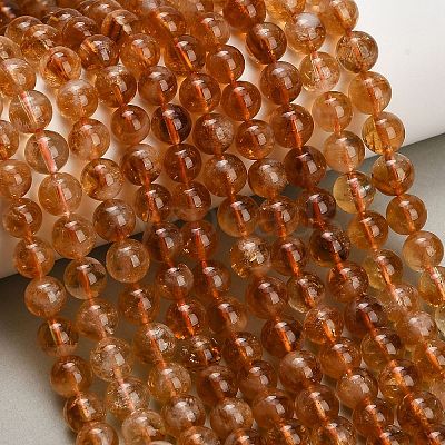 Hearted Natural Citrine Beads Strands GG-T002-A02-8mm-1