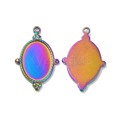 Ion Plating(IP) 304 Stainless Steel Pendant Cabochon Settings STAS-L020-036RC-1