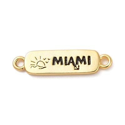Beach Theme Rack Plating Brass Rectangle Connector Charms KK-P261-08A-G03-1