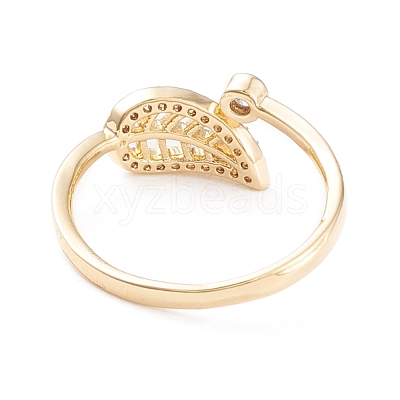 Brass Micro Pave Clear Cubic Zirconia Cuff Rings RJEW-F102-07G-1