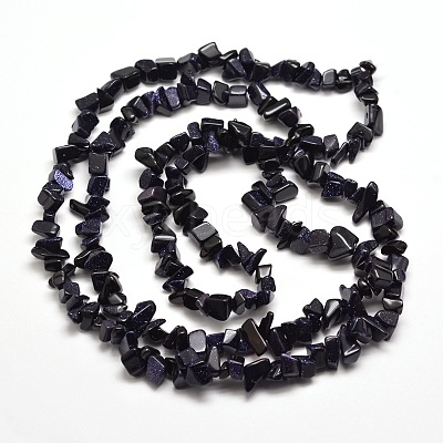 Synthetic  Blue Goldstone Chip Bead Strands G-M205-41-1