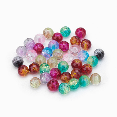 Round Two Tone Crackle Glass Beads X-CCG-Q002-6mm-M-1