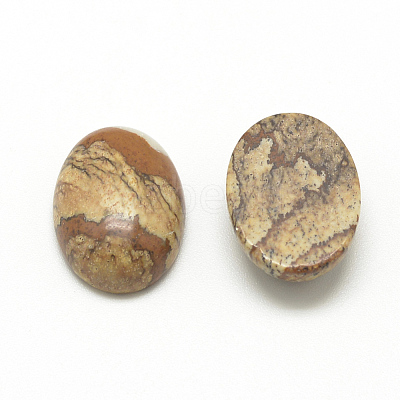 Natural Picture Jasper Cabochons X-G-R415-14x10-42-1