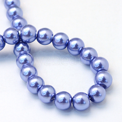 Baking Paint Pearlized Glass Pearl Round Bead Strands X-HY-Q330-8mm-09-1