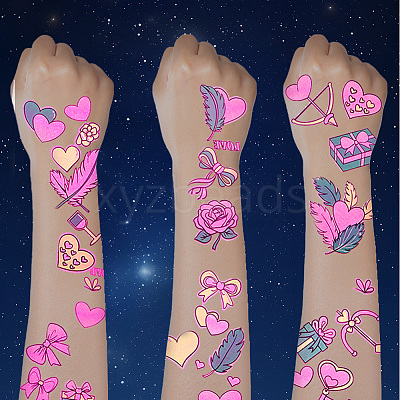 20 Sheets Luminous Water Proof Removable Temporary Tattoos Stickers AJEW-SP0002-81C-1