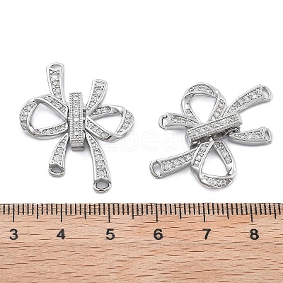 Brass Micro Pave Clear Cubic Zirconia Fold Over Clasps KK-B125-02P-1