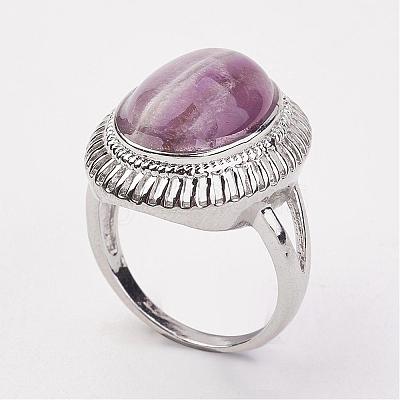 Natural Amethyst Finger Rings RJEW-P122-05-1