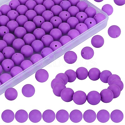 80Pcs Round Silicone Focal Beads SIL-SZ0001-24-04-1