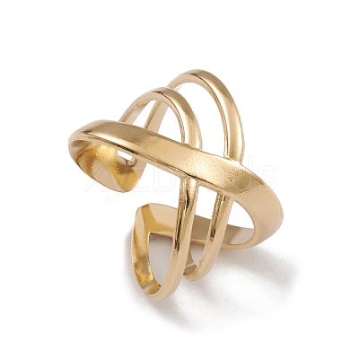 Ion Plating(IP) 304 Stainless Steel Cuff Rings RJEW-G285-37G-1