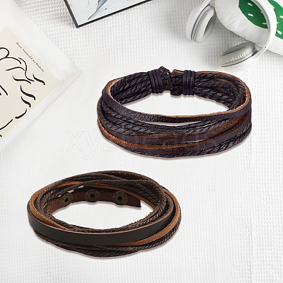 1Pc Cowhide Leather Cord Multi-strand Bracelets BJEW-CL0001-48A-1
