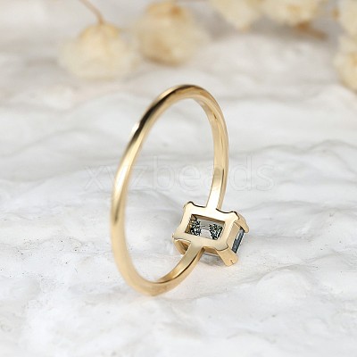 Brass and Moss Agate Finger Rings for Women FS-WGD1EDF-04-1