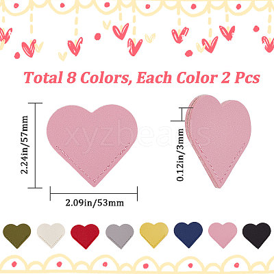 16Pcs 8 Colors PU Leather Bookmarks AJEW-GF0007-08-1