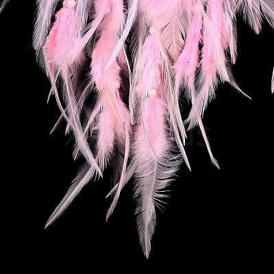 Iron Woven Web/Net with Feather Pendant Decorations LS-AJEW-P097-02-1