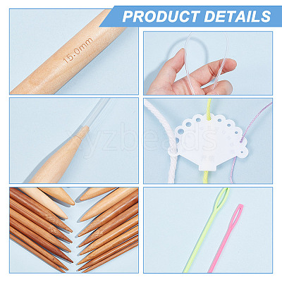 9Pcs Bamboo Circular Knitting Needles DIY-NB0010-86-1