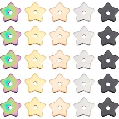 60Pcs 5 Colors 304 Stainless Steel Beads STAS-UN0039-52-1