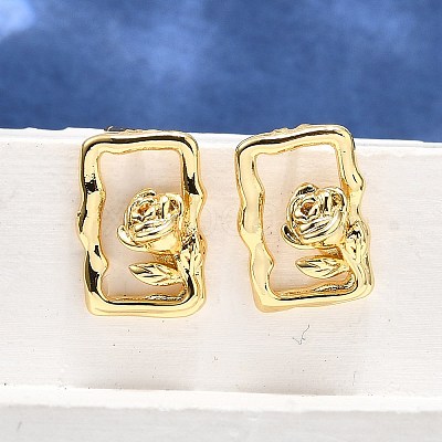 Brass Stud Earrings LS-EJEW-G432-01G-1