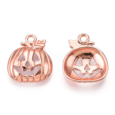 Tibetan Style Halloween Pumpkin Jack-O'-Lantern Alloy Pendants TIBEP-Q050-07RG-1
