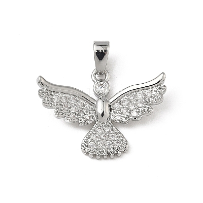 Brass Micro Pave Clear Cubic Zirconia Pendants KK-F924-10P-1
