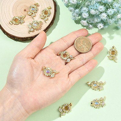 2Pcs 2 Colors Brass Micro Pave Cubic Zirconia with Resin Pendants KK-YW0004-47-1