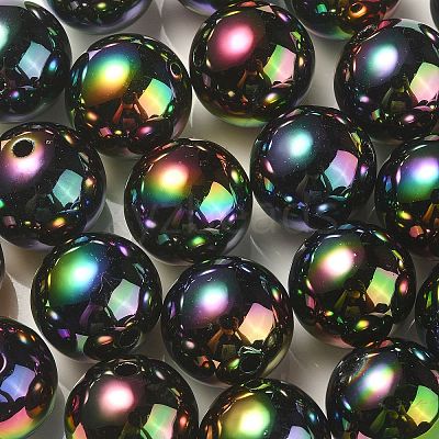 UV Plating Rainbow Iridescent Acrylic Beads X-PACR-E001-04B-1