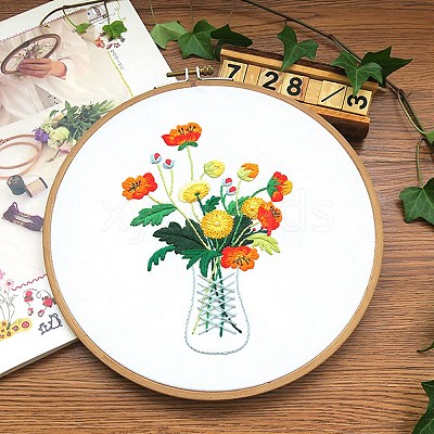 Flower Pattern DIY Embroidery Starter Kits DIY-P077-102-1