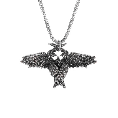 Vintage Alloy Wing Pendant Necklaces for Unisex WG46438-01-1