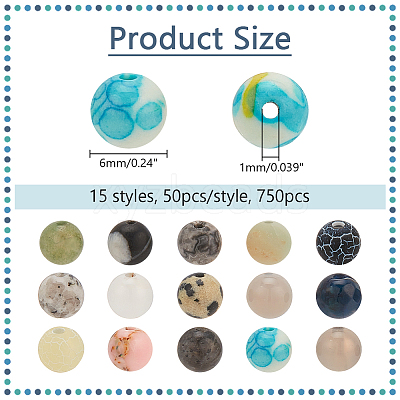 750Pcs 15 Styles Mixed  Gemstone Baeds G-NB0005-42A-1