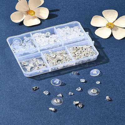 6 Styles Brass Bullet Clutch Bullet Clutch Earring Backs with Pad FIND-FS0003-08P-1