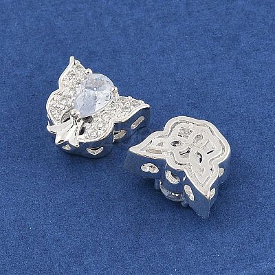 Rack Plating Brass Micro Pave Cubic Zirconia Beads KK-F879-08S-1