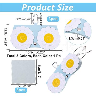 3Pcs Portable PU Imitation Leather Glasses Bag AJEW-NB0003-35-1