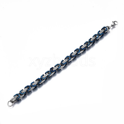 Ion Plating(IP) Two Tone 201 Stainless Steel Byzantine Chain Bracelets BJEW-S057-94A-1