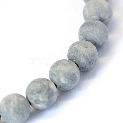 Frosted Natural Polychrome Jasper/Picasso Stone/Picasso Jasper Beads Strands X-G-E334-8mm-24-1