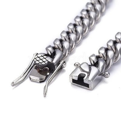 Tarnish Resistant Men's 304 Stainless Steel Cuban Link Chain Bracelets BJEW-P263-B01-P-1