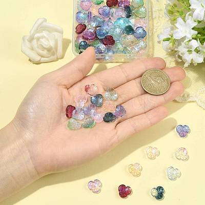100Pcs 10 Colors Baking Paint Transparent Glass Bead Caps DGLA-FS0004-28-1