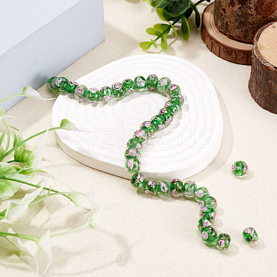 1 Strand Handmade Lampwork Inner Flower Rondelle Beads Strands LAMP-TA0002-72G-1